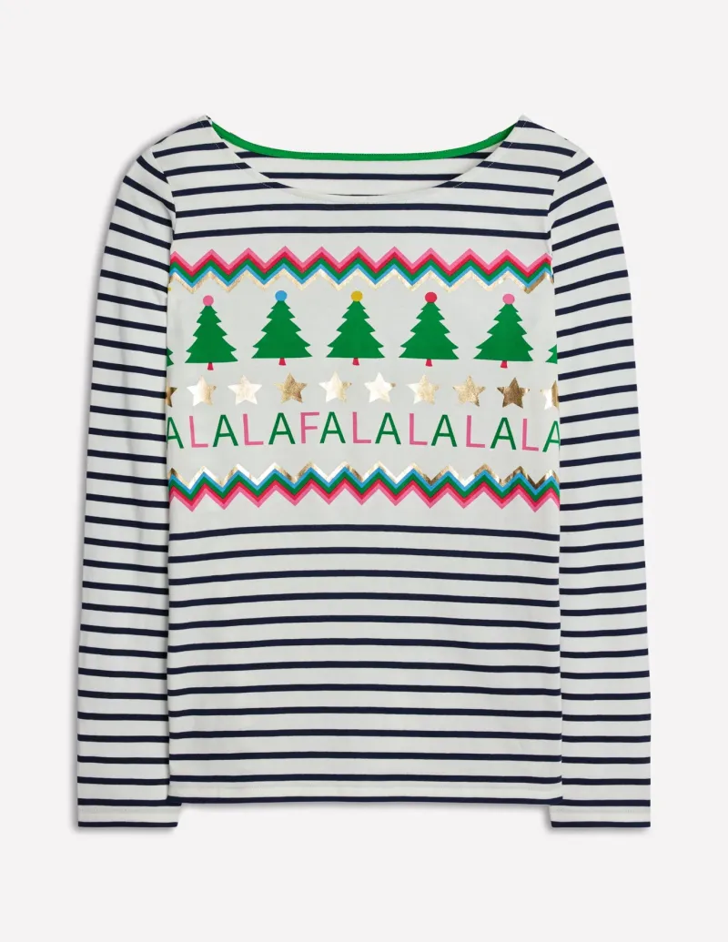 T-Shirts & Tanks | Tops & Blouses-Boden Ella Long Sleeve Breton-Ivory, Navy, Falalala Ivory,Navy,Falalala