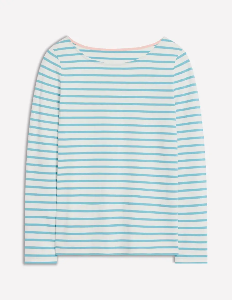 T-Shirts & Tanks | Tops & Blouses-Boden Ella Long Sleeve Breton-Ivory, Duck Egg Blue Ivory,DuckEggBlue