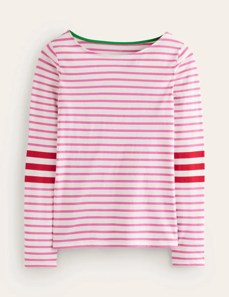 T-Shirts & Tanks | Tops & Blouses-Boden Ella Long Sleeve Breton-Ivory, Red and Party Pink Ivory,RedandPartyPink