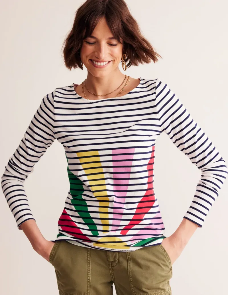 T-Shirts & Tanks | Tops & Blouses-Boden Ella Long Sleeve Breton-Multi, Sunshine Pop Multi,SunshinePop