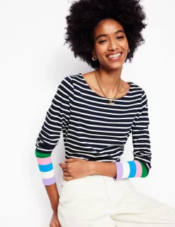 T-Shirts & Tanks | Tops & Blouses-Boden Ella Long Sleeve Breton-Navy Multi Cuff NavyMultiCuff