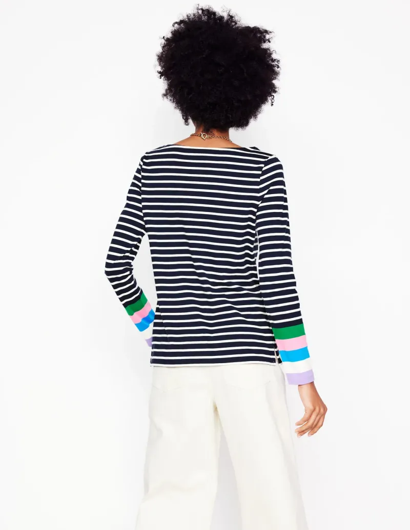 T-Shirts & Tanks | Tops & Blouses-Boden Ella Long Sleeve Breton-Navy Multi Cuff NavyMultiCuff