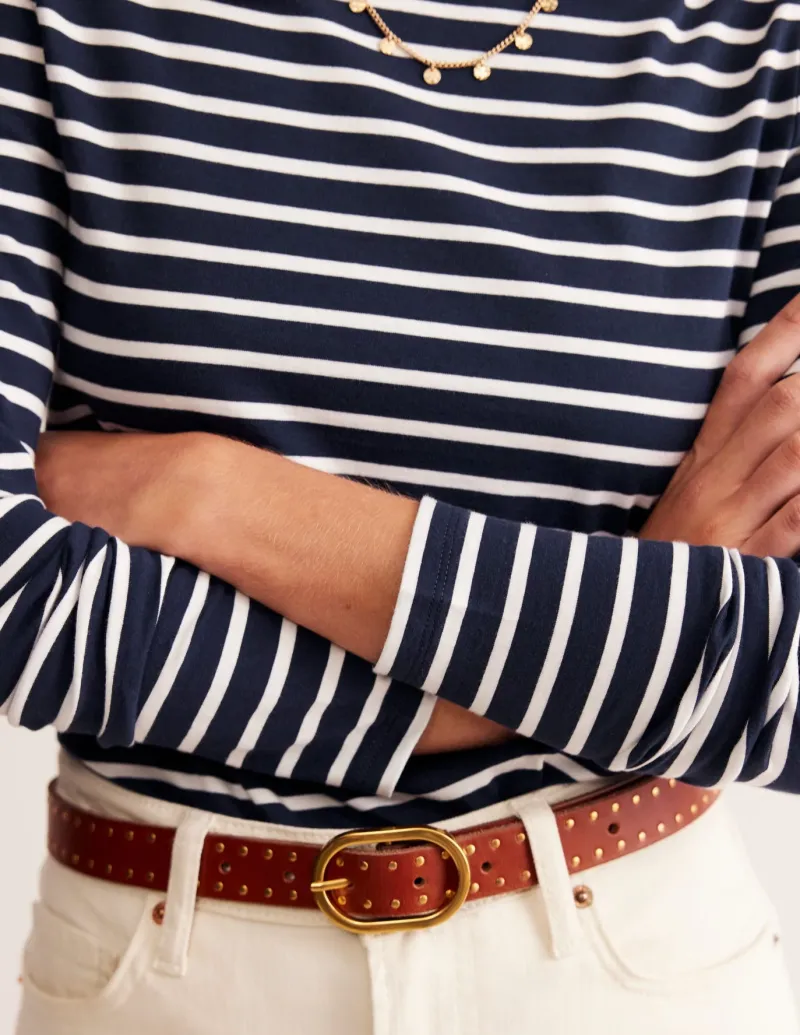 T-Shirts & Tanks | Tops & Blouses-Boden Ella Long Sleeve Breton-Navy, Ivory Navy,Ivory