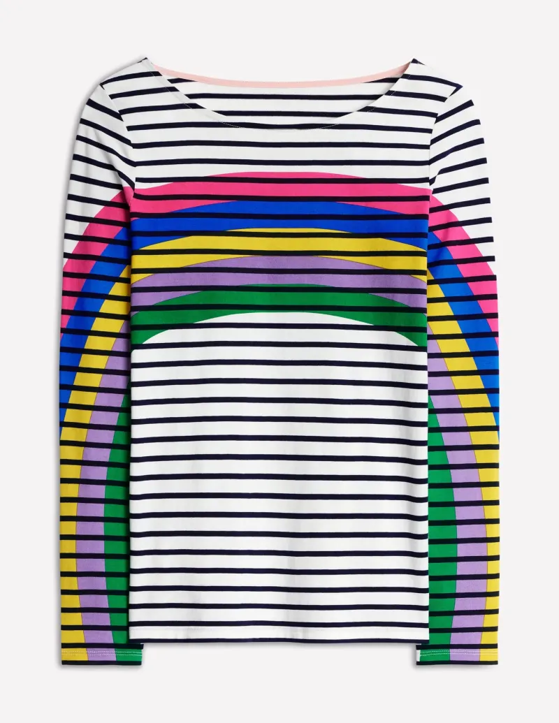 T-Shirts & Tanks | Tops & Blouses-Boden Ella Long Sleeve Breton-Rainbow Curve Breton RainbowCurveBreton