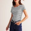 Nightwear & Lougewear | T-Shirts & Tanks-Boden Ella Short Sleeve Breton-Ivory, Black Ivory,Black