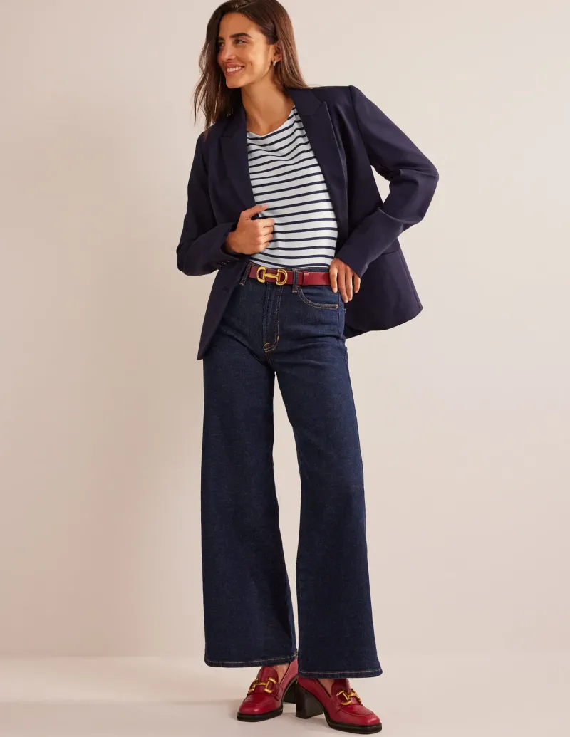 Nightwear & Lougewear | T-Shirts & Tanks-Boden Ella Short Sleeve Breton-Ivory, Navy Ivory,Navy