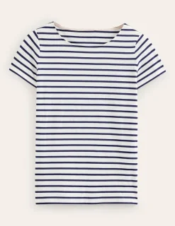 Nightwear & Lougewear | T-Shirts & Tanks-Boden Ella Short Sleeve Breton-Ivory, Navy Ivory,Navy