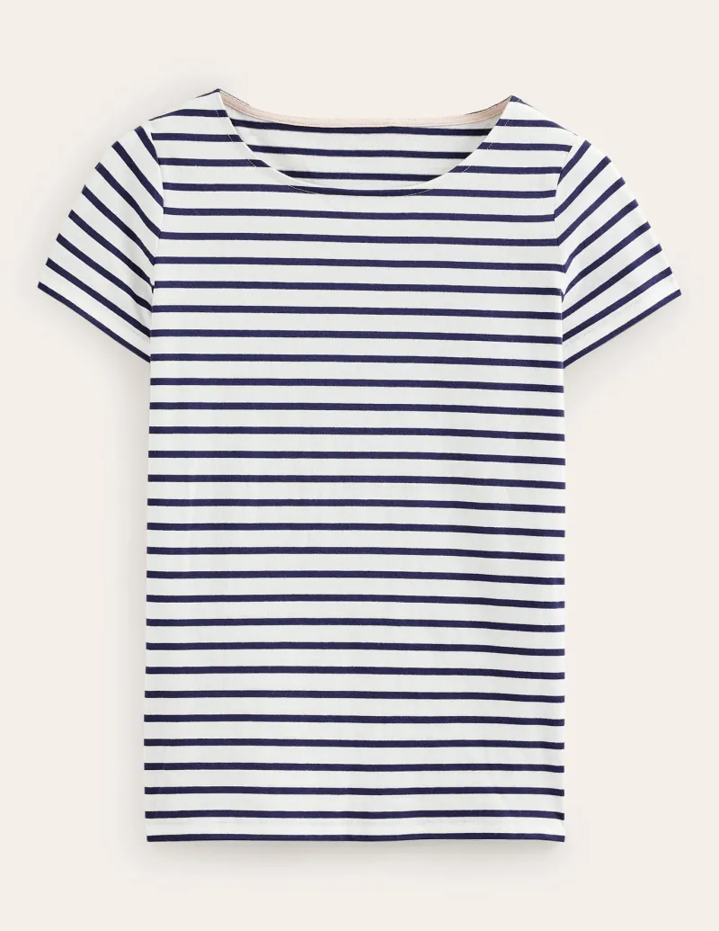 Nightwear & Lougewear | T-Shirts & Tanks-Boden Ella Short Sleeve Breton-Ivory, Navy Ivory,Navy