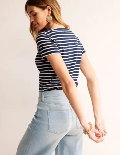 Nightwear & Lougewear | T-Shirts & Tanks-Boden Ella Short Sleeve Breton-Navy, Ivory Navy,Ivory
