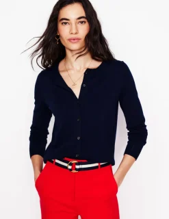 Sweaters & Cardigans-Boden Emilia Cotton Crew Cardigan- Navy