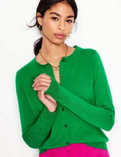 Sweaters & Cardigans-Boden Emilia Cotton Crew Cardigan-Rich Emerald RichEmerald