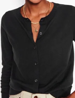 Sweaters & Cardigans-Boden Emilia Cotton Crew Cardigan- Black