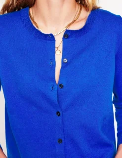 Sweaters & Cardigans-Boden Emilia Cotton Crew Cardigan-Bright Blue BrightBlue