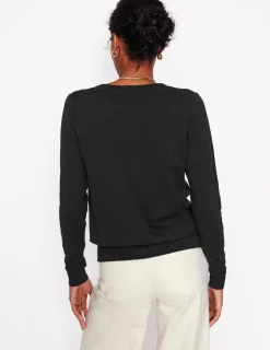 Sweaters & Cardigans-Boden Emilia Cotton Crew Cardigan- Black