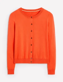 Sweaters & Cardigans-Boden Emilia Cotton Crew Cardigan-Mandarin Orange MandarinOrange