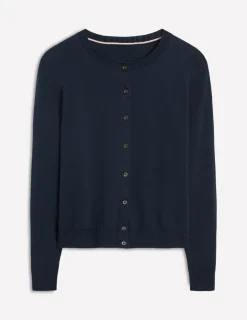 Sweaters & Cardigans-Boden Emilia Cotton Crew Cardigan- Navy