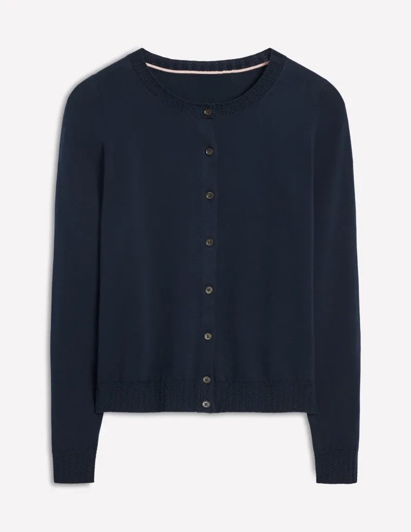 Sweaters & Cardigans-Boden Emilia Cotton Crew Cardigan- Navy