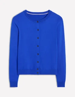Sweaters & Cardigans-Boden Emilia Cotton Crew Cardigan-Bright Blue BrightBlue