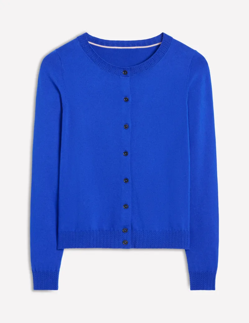 Sweaters & Cardigans-Boden Emilia Cotton Crew Cardigan-Bright Blue BrightBlue