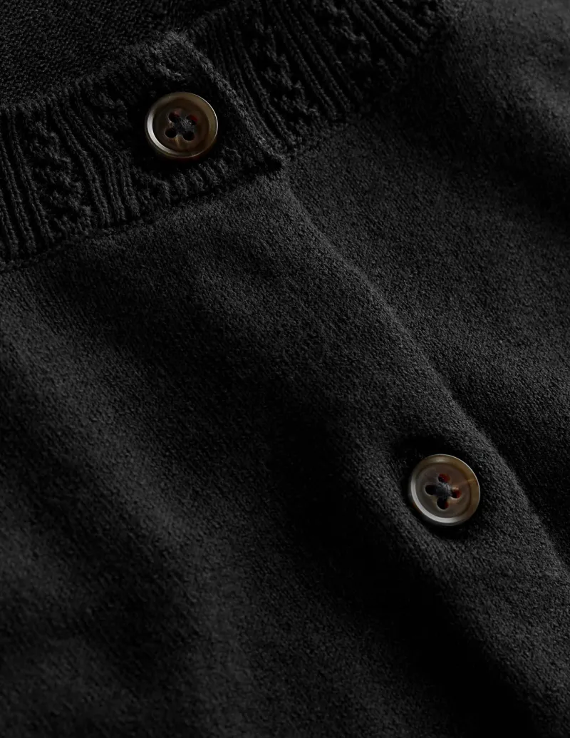 Sweaters & Cardigans-Boden Emilia Cotton Crew Cardigan- Black