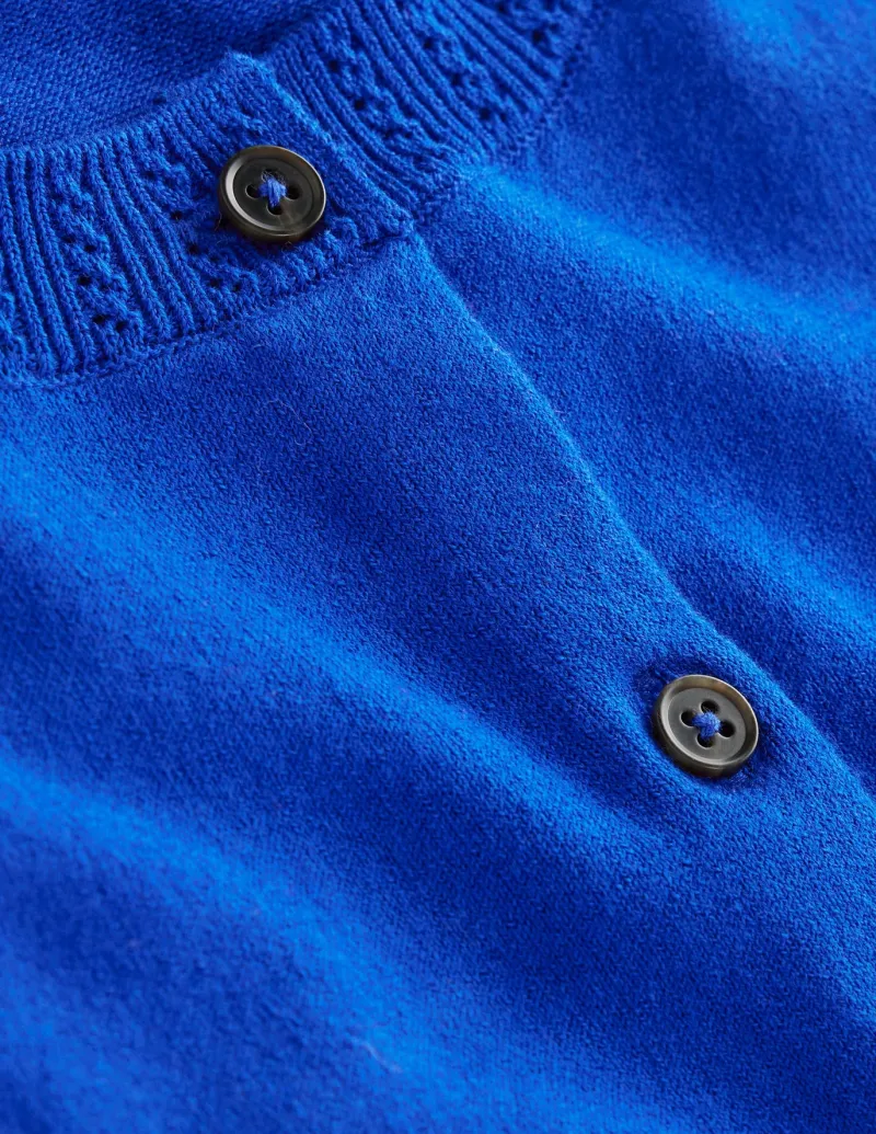 Sweaters & Cardigans-Boden Emilia Cotton Crew Cardigan-Bright Blue BrightBlue