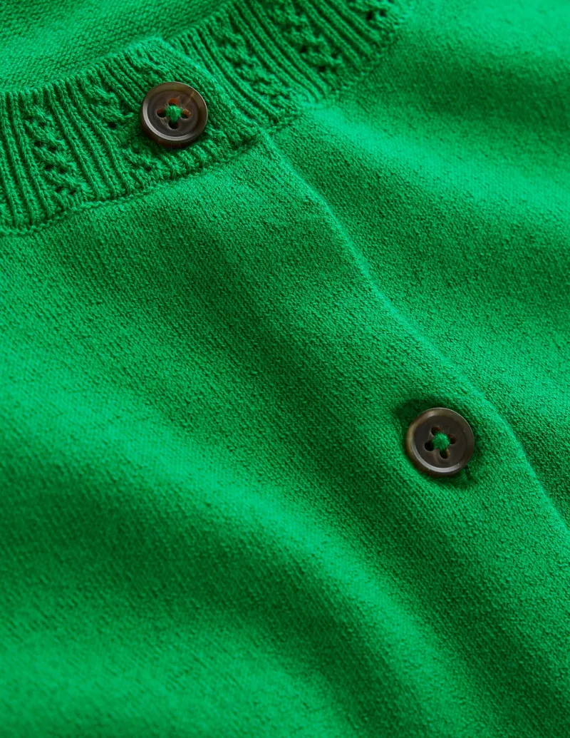 Sweaters & Cardigans-Boden Emilia Cotton Crew Cardigan-Rich Emerald RichEmerald