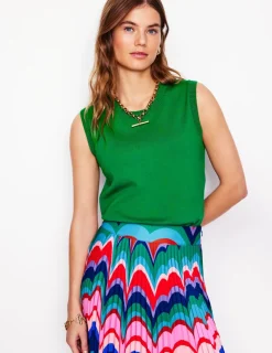 Sweaters & Cardigans-Boden Emilia Cotton Crew Neck Vest- GREEN