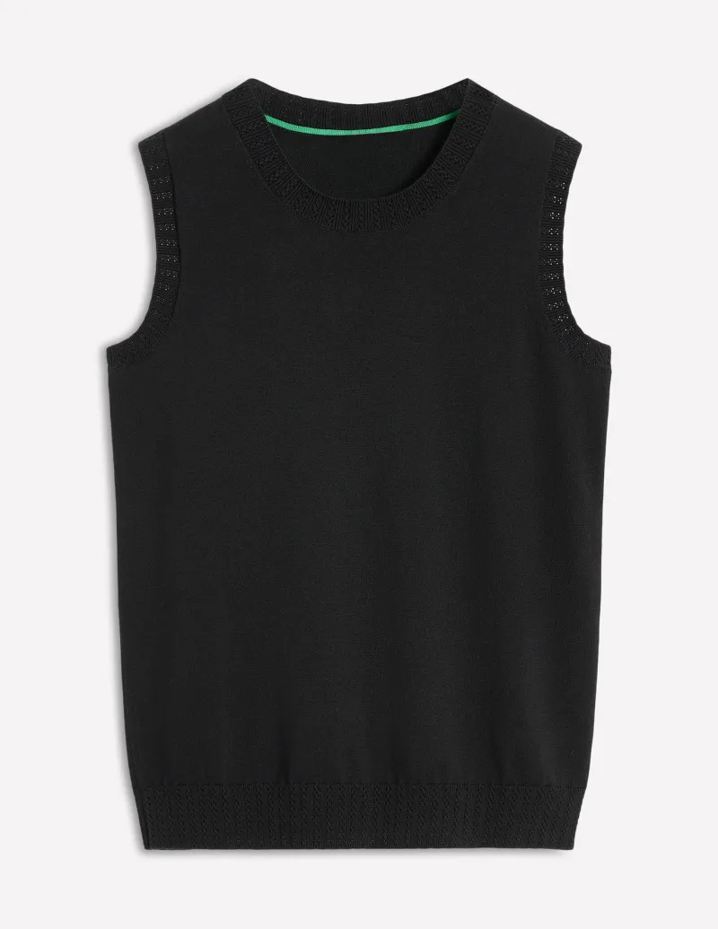 Sweaters & Cardigans-Boden Emilia Cotton Crew Neck Vest- Black