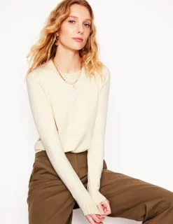 Sweaters & Cardigans-Boden Emilia Cotton Crew Sweater-Warm Ivory WarmIvory