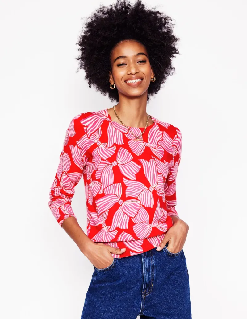 Sweaters & Cardigans-Boden Emilia Cotton Crew Sweater- RED
