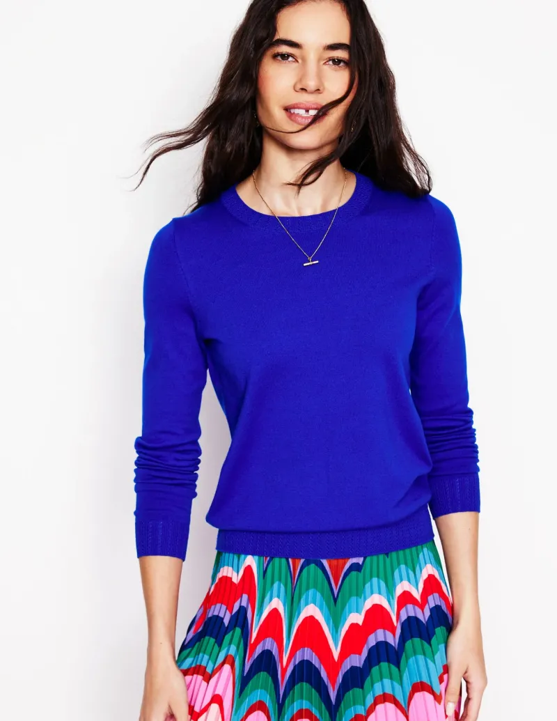 Sweaters & Cardigans-Boden Emilia Cotton Crew Sweater- BLUE