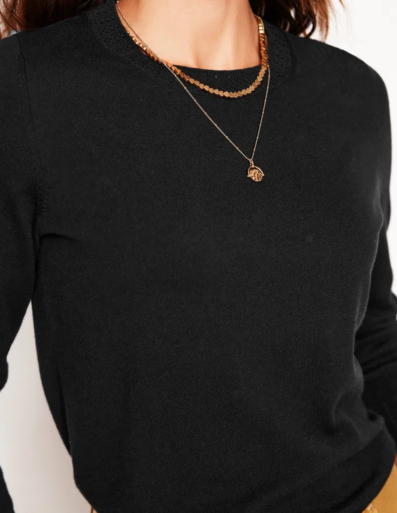 Sweaters & Cardigans-Boden Emilia Cotton Crew Sweater- Black
