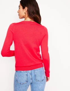 Sweaters & Cardigans-Boden Emilia Cotton Crew Sweater-Camelia Pink CameliaPink