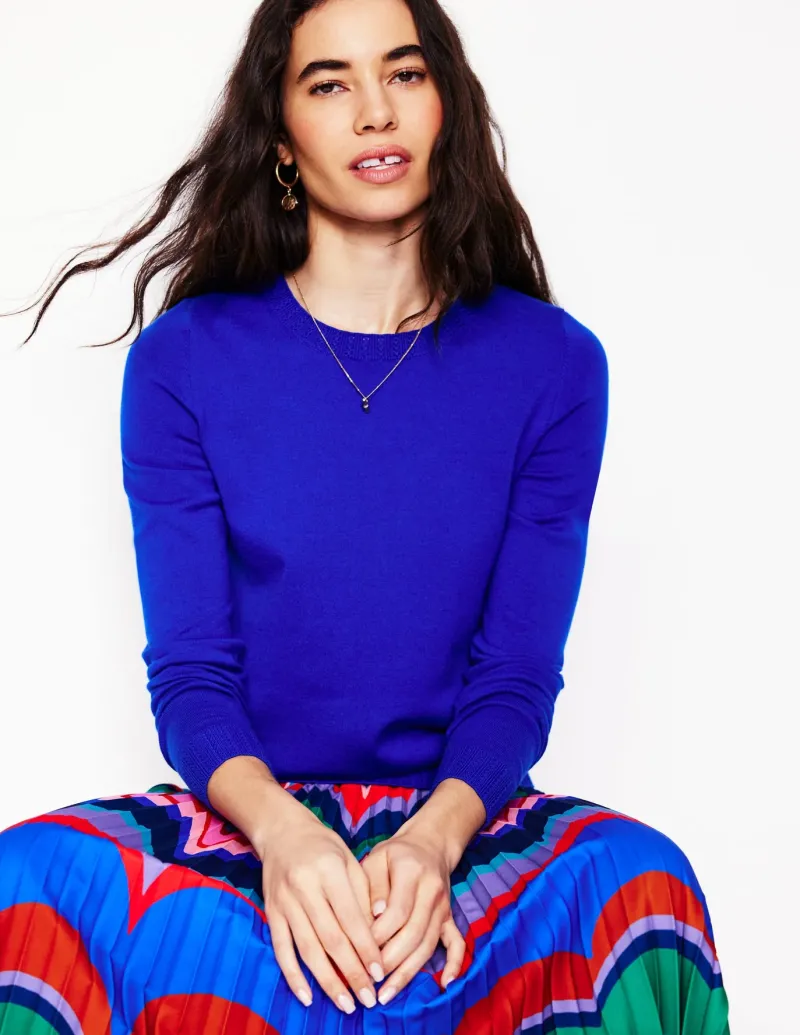 Sweaters & Cardigans-Boden Emilia Cotton Crew Sweater- BLUE