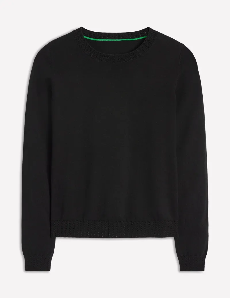 Sweaters & Cardigans-Boden Emilia Cotton Crew Sweater- Black