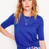 Nightwear & Lougewear | Sweaters & Cardigans-Boden Emilia Cotton Crew T-shirt-Bright Blue BrightBlue