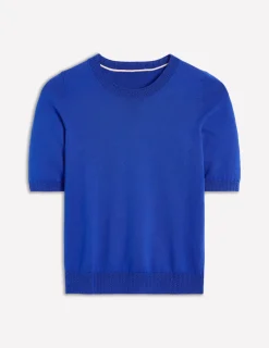 Nightwear & Lougewear | Sweaters & Cardigans-Boden Emilia Cotton Crew T-shirt-Bright Blue BrightBlue