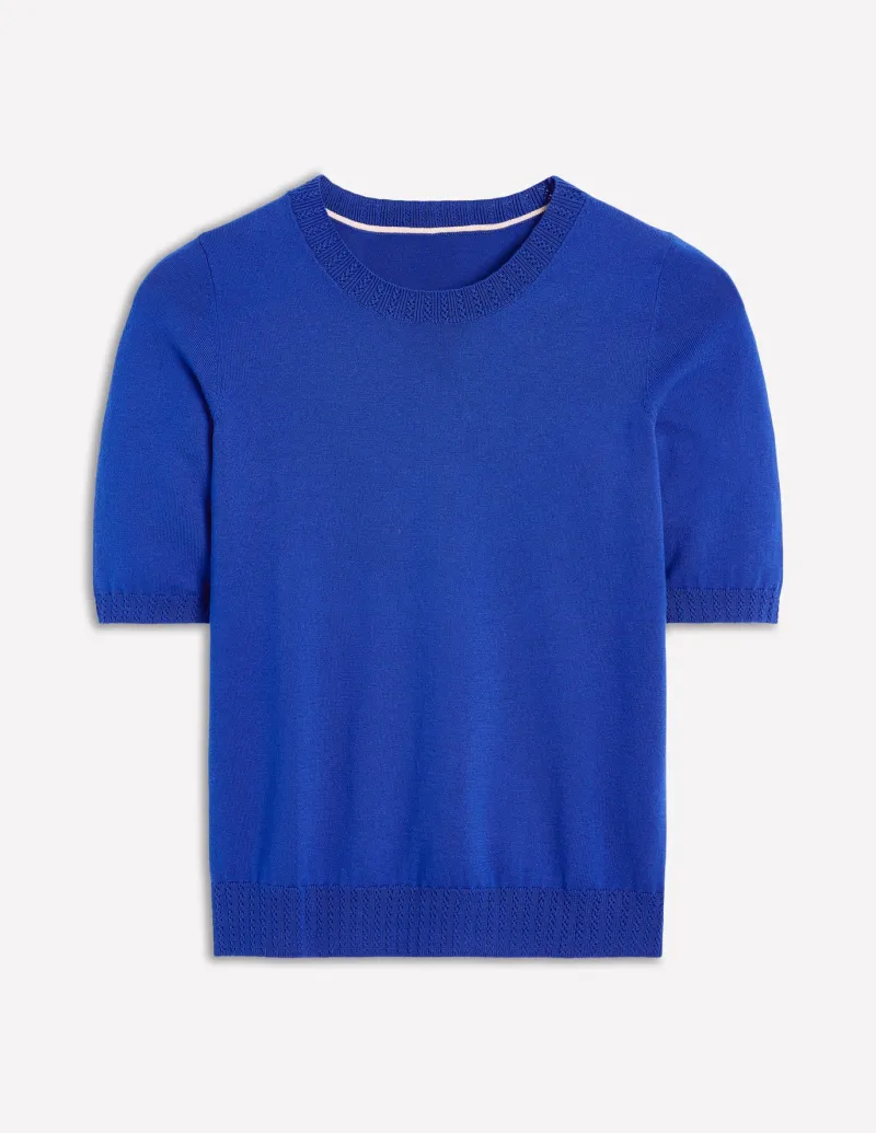 Nightwear & Lougewear | Sweaters & Cardigans-Boden Emilia Cotton Crew T-shirt-Bright Blue BrightBlue