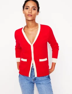 Sweaters & Cardigans-Boden Emilia Cotton V Neck Cardigan-Poppy Red PoppyRed