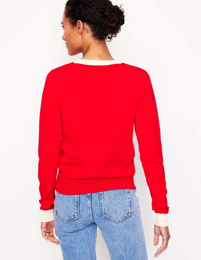 Sweaters & Cardigans-Boden Emilia Cotton V Neck Cardigan-Poppy Red PoppyRed