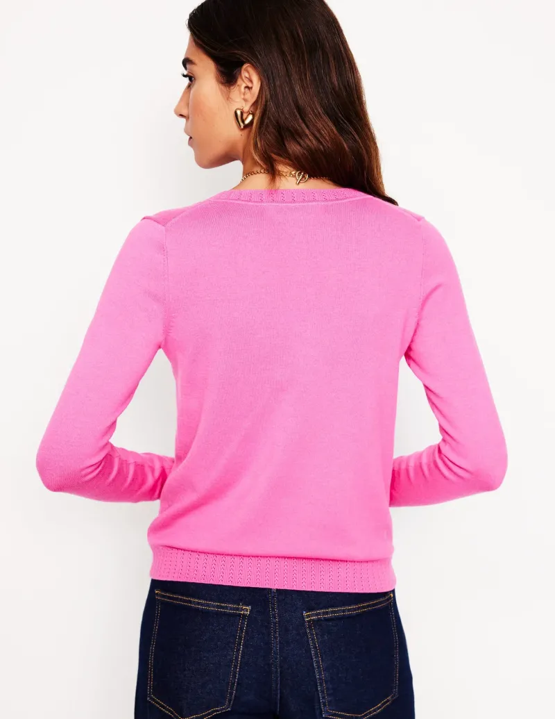 Sweaters & Cardigans-Boden Emilia Cotton V Neck Sweater-Tickled Pink TickledPink