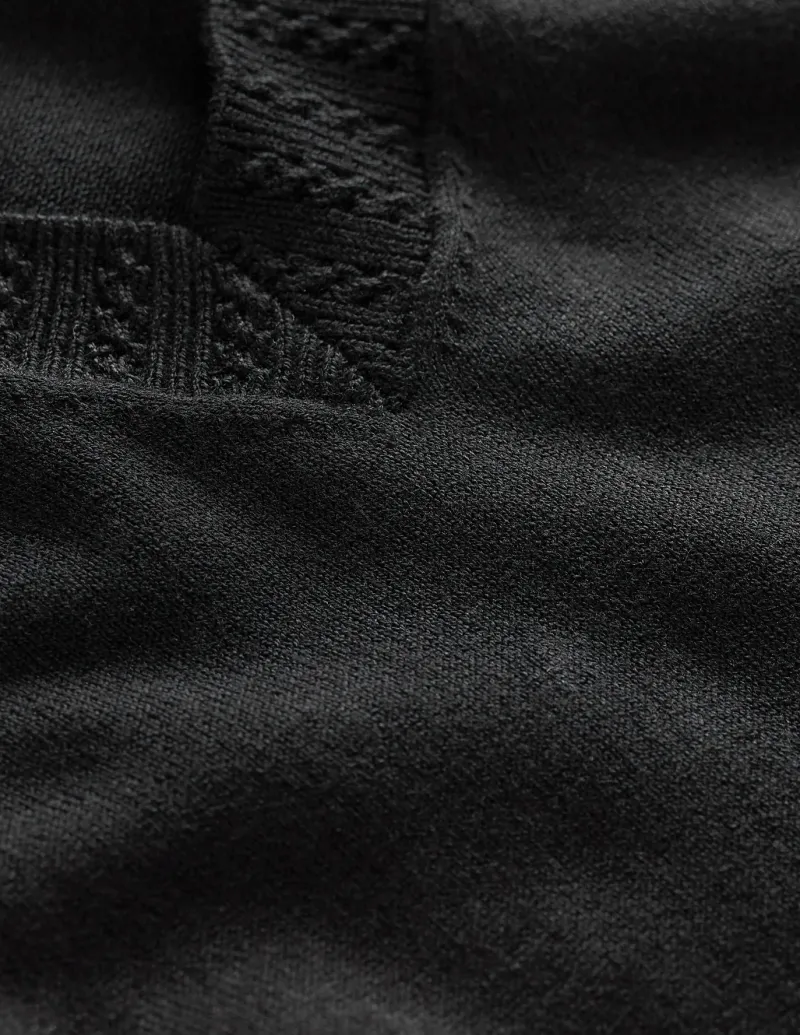 Sweaters & Cardigans-Boden Emilia Cotton V Neck Sweater- Black