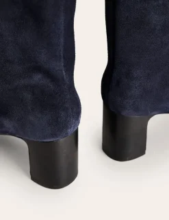 Boots | Heels-Boden Erica Knee High Leather Boots-Navy Suede NavySuede