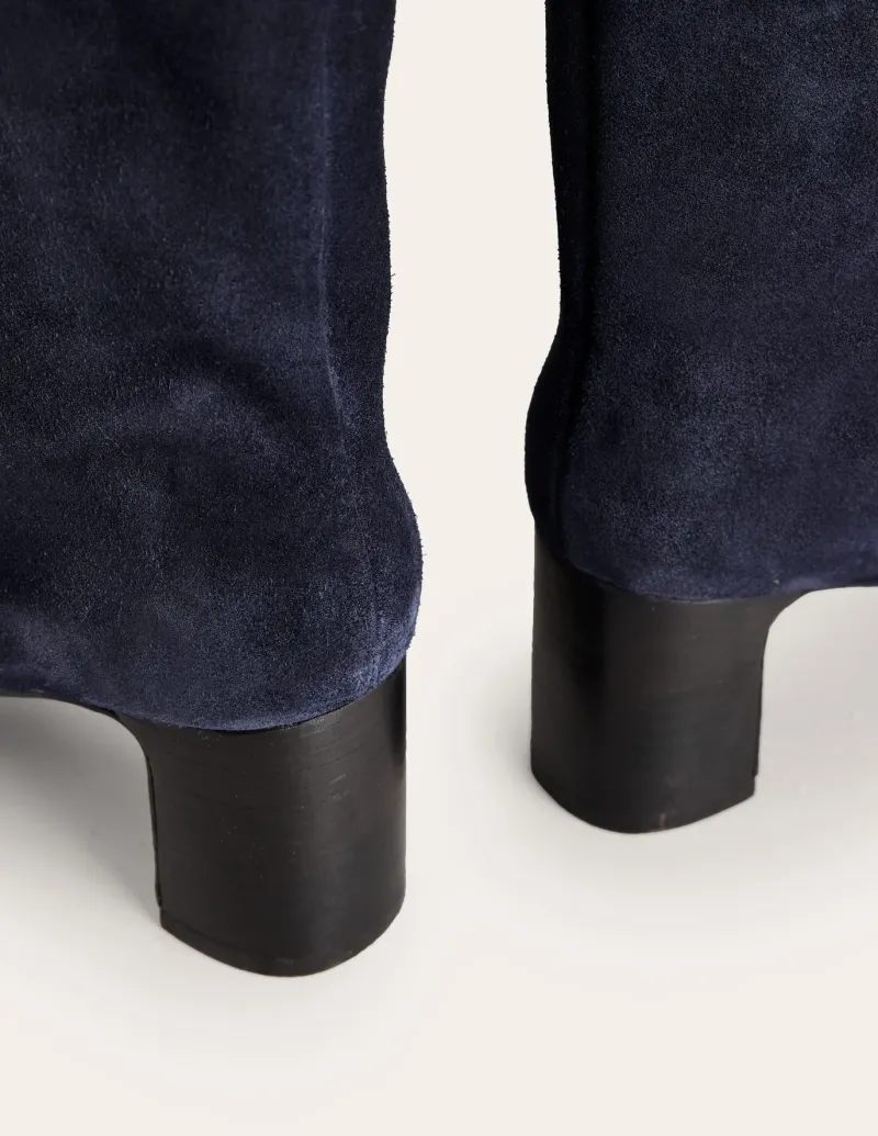 Boots | Heels-Boden Erica Knee High Leather Boots-Navy Suede NavySuede