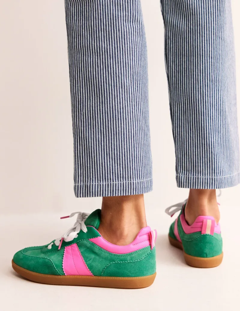 Flats | Nightwear & Lougewear-Boden Erin Retro Tennis Sneakers-Green Colourblock GreenColourblock