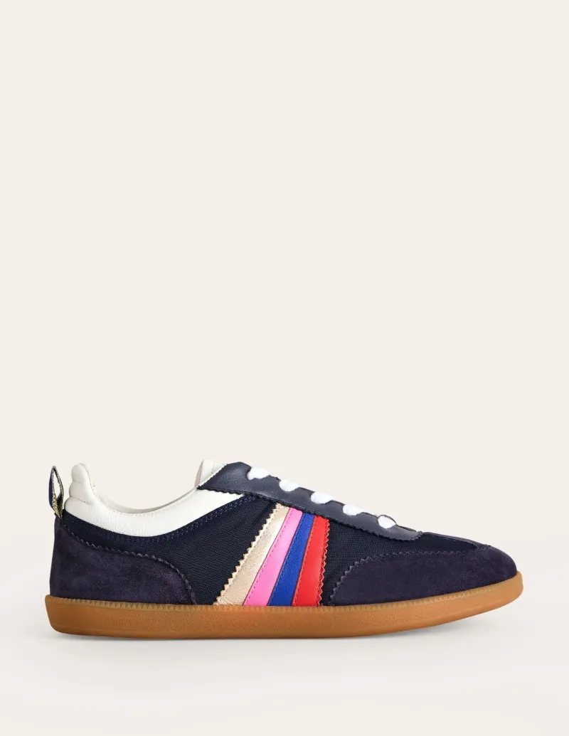 Flats | Nightwear & Lougewear-Boden Erin Retro Tennis Sneakers- Navy/Rainbow