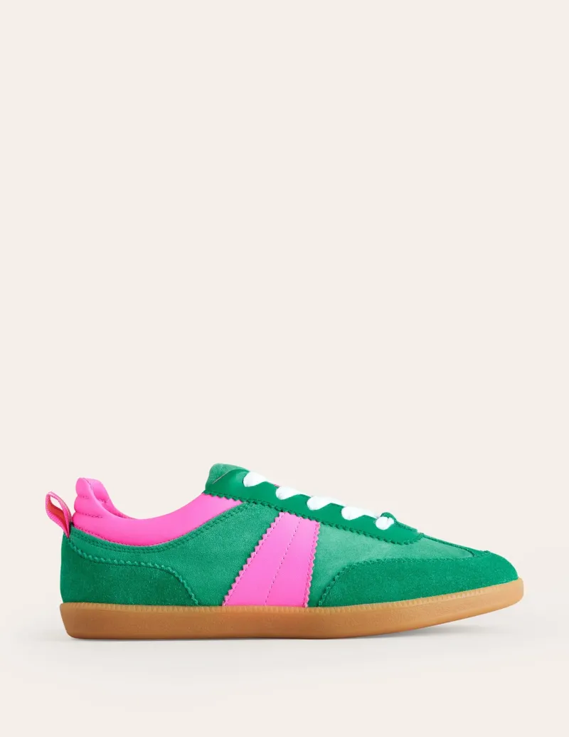 Flats | Nightwear & Lougewear-Boden Erin Retro Tennis Sneakers-Green Colourblock GreenColourblock