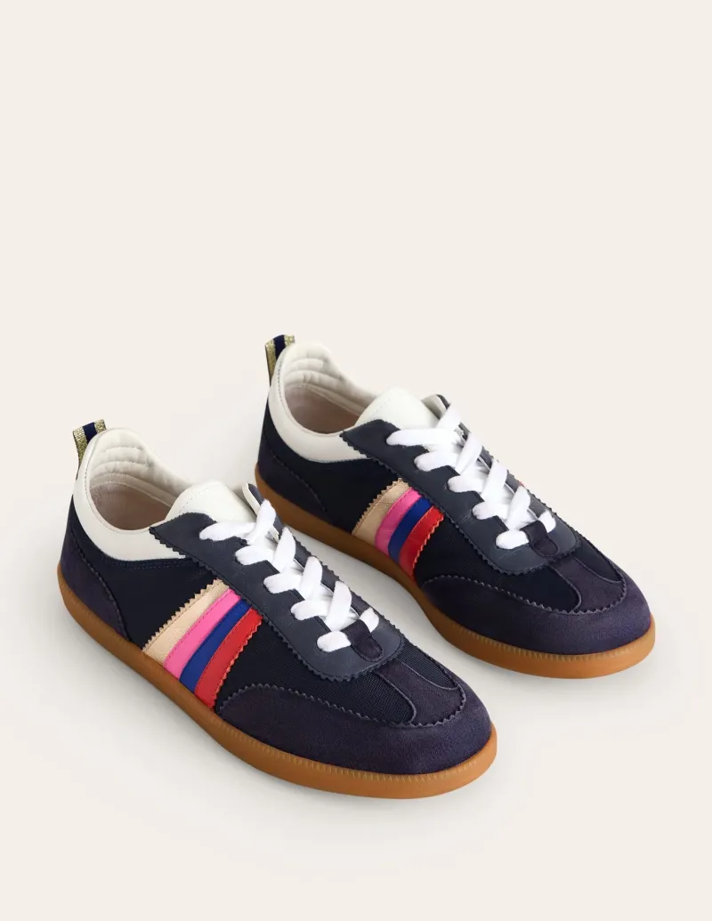 Flats | Nightwear & Lougewear-Boden Erin Retro Tennis Sneakers- Navy/Rainbow