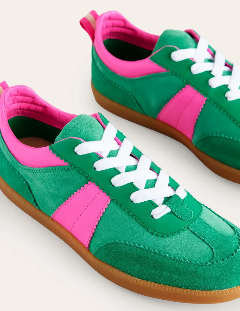 Flats | Nightwear & Lougewear-Boden Erin Retro Tennis Sneakers-Green Colourblock GreenColourblock