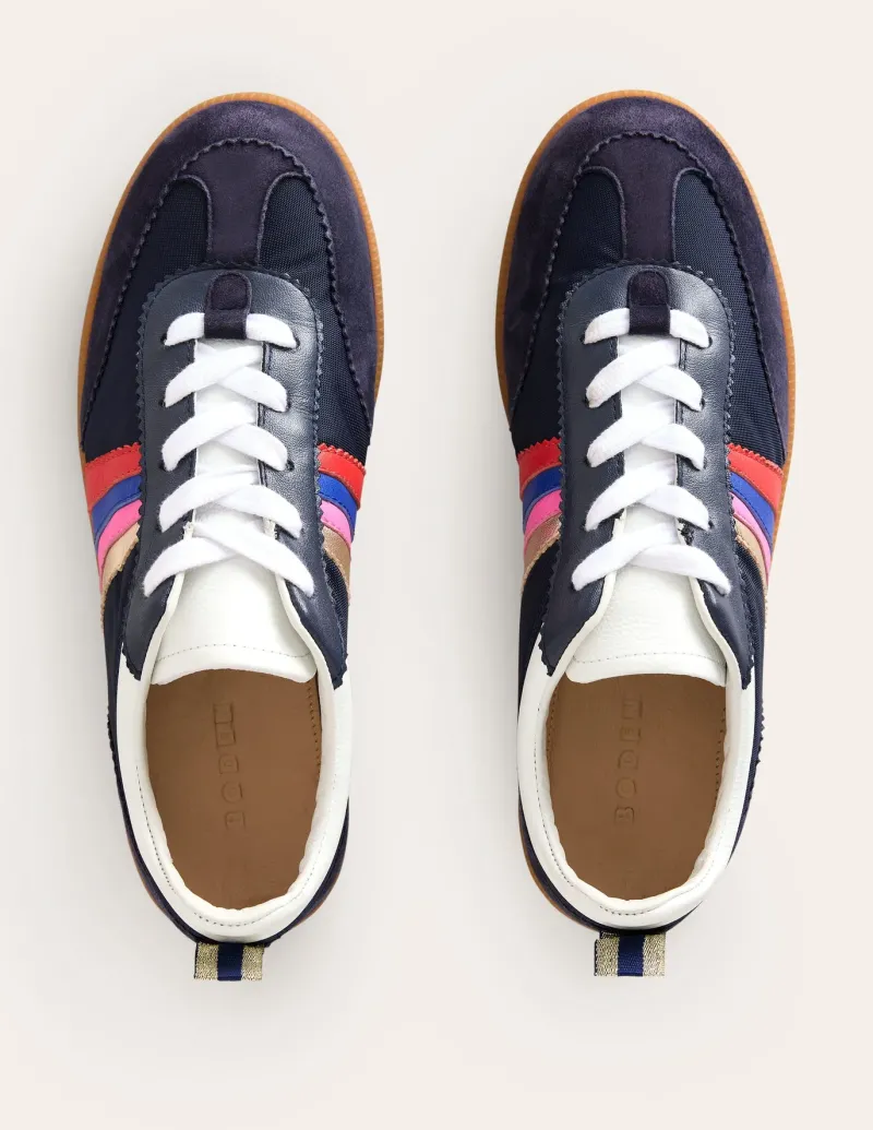 Flats | Nightwear & Lougewear-Boden Erin Retro Tennis Sneakers- Navy/Rainbow
